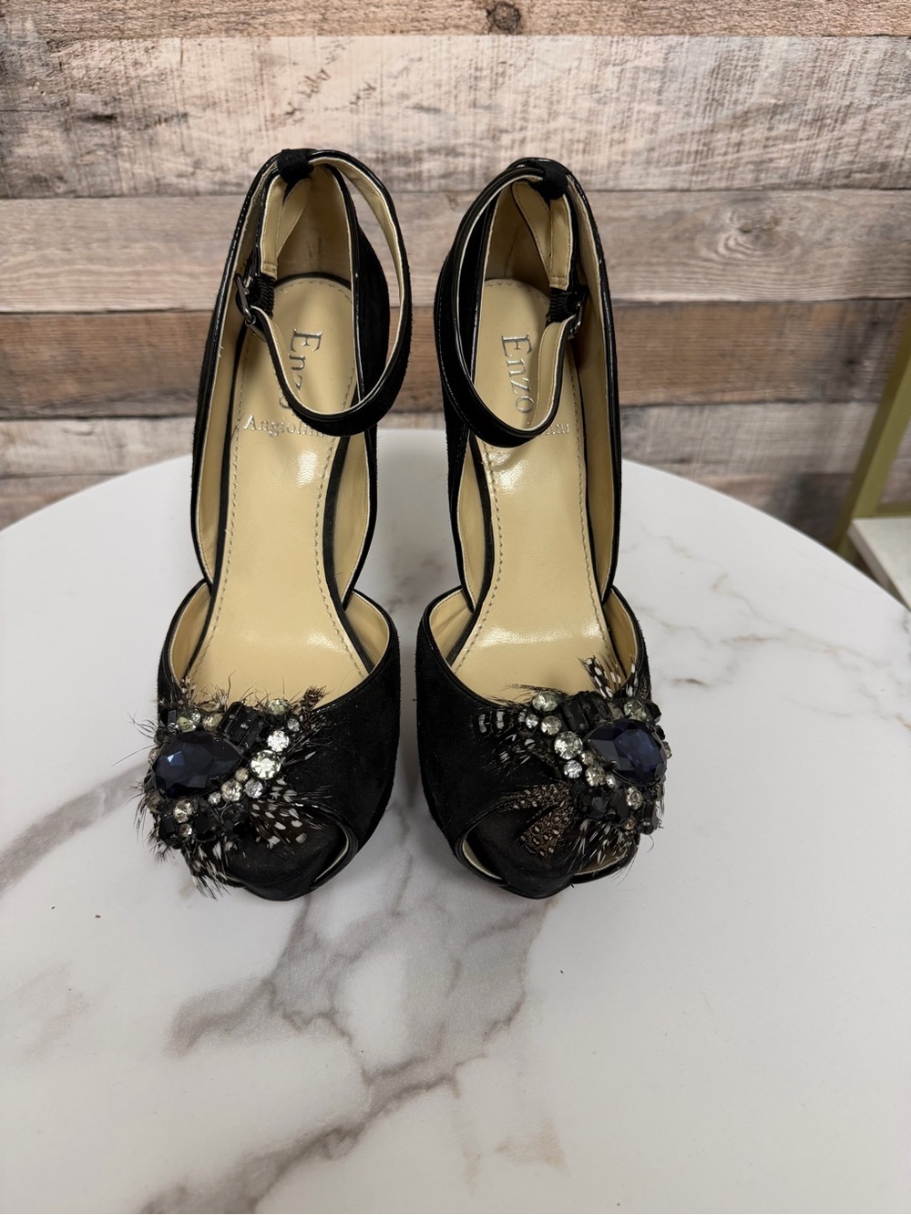 Enzo Angiolini Black Platform Pump with Jewel